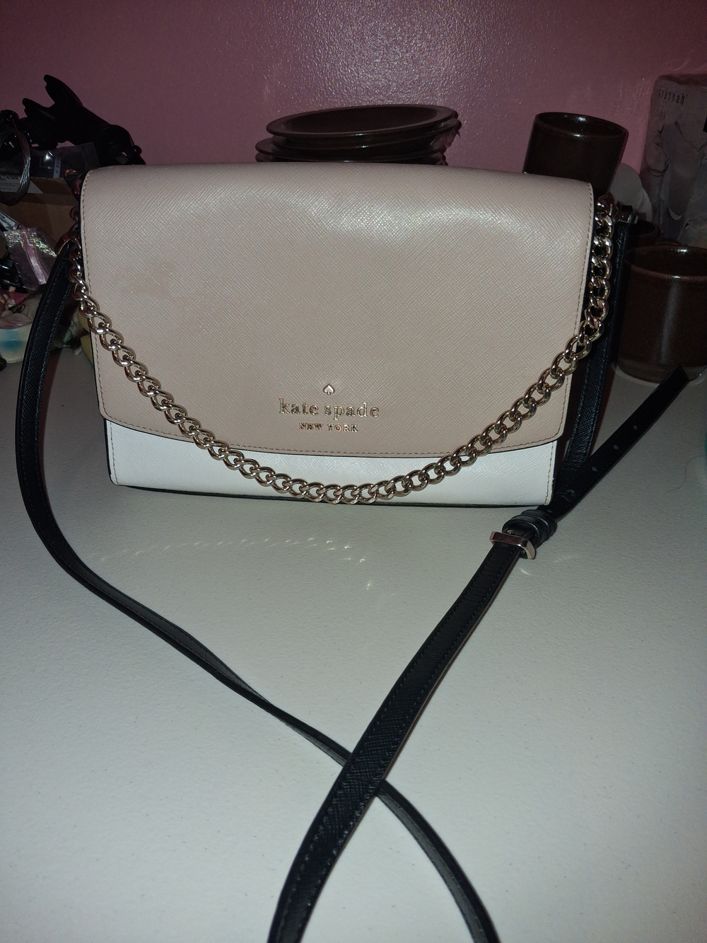 Kate Spade Two-Tone Cream & White Crossbody Shoulder Bag